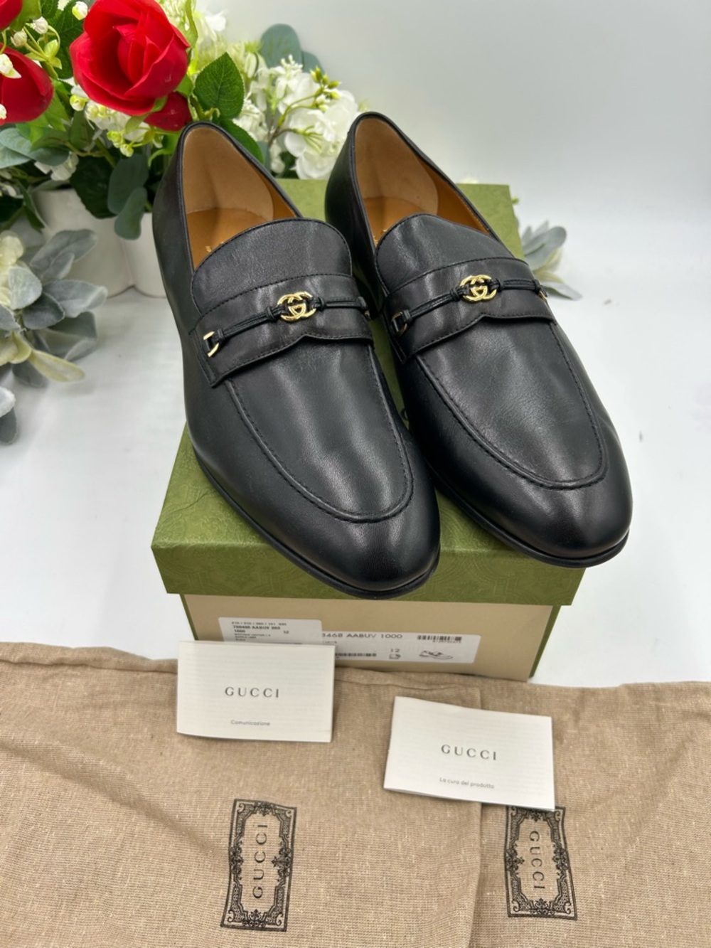 Men's Gucci Leather interlocking G logo size 12 made in Italy